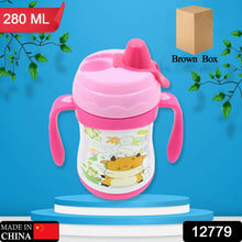 Vacuum Stainless Steel Water Bottle With Carry Handle & Straw Fridge Water Bottle Double Wall, Leak Proof, Rust Proof, Cold & Hot | Leak Proof | Office Bottle | Gym | Home | Kitchen | Hiking | Trekking | Travel Bottle, Tumbler (280 ML)