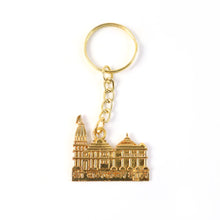 Premium Golden Metal Ram Mandir Keychain (1 Pc)